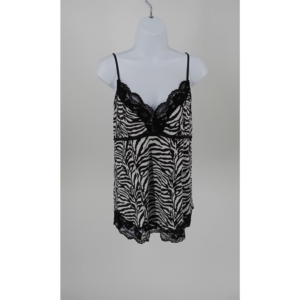 Arden B Y2K babydoll tank lace trim zebra print size Large Vintage